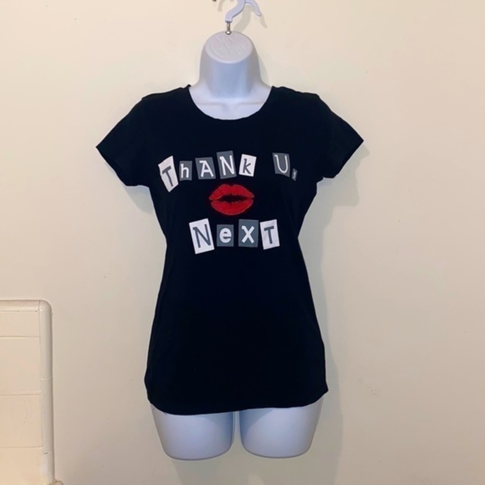 Juniors Ariana Grande “Thank U, Next” Black Graphic Tee